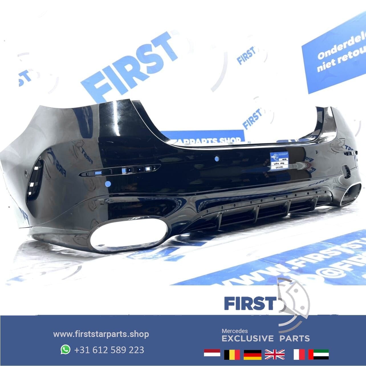 W214 AMG ACHTERBUMPER 2023-2026 BUMPER ZWART Mercedes E Klas, Gebruikt, -, Ophalen of Verzenden, Achter