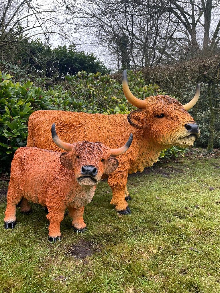 Rosse koe, tuin, boerderij, 100cm, Ophalen, Nieuw, Kunststof, Dierenbeeld