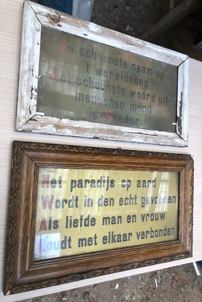 2 vintage houten kaders, Antiek en Kunst, Curiosa en Brocante, Ophalen