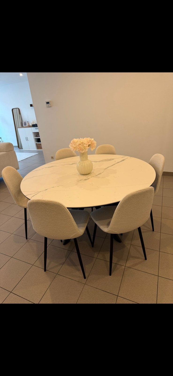 Table salle à manger complet, Enlèvement, Comme neuf, Ovale