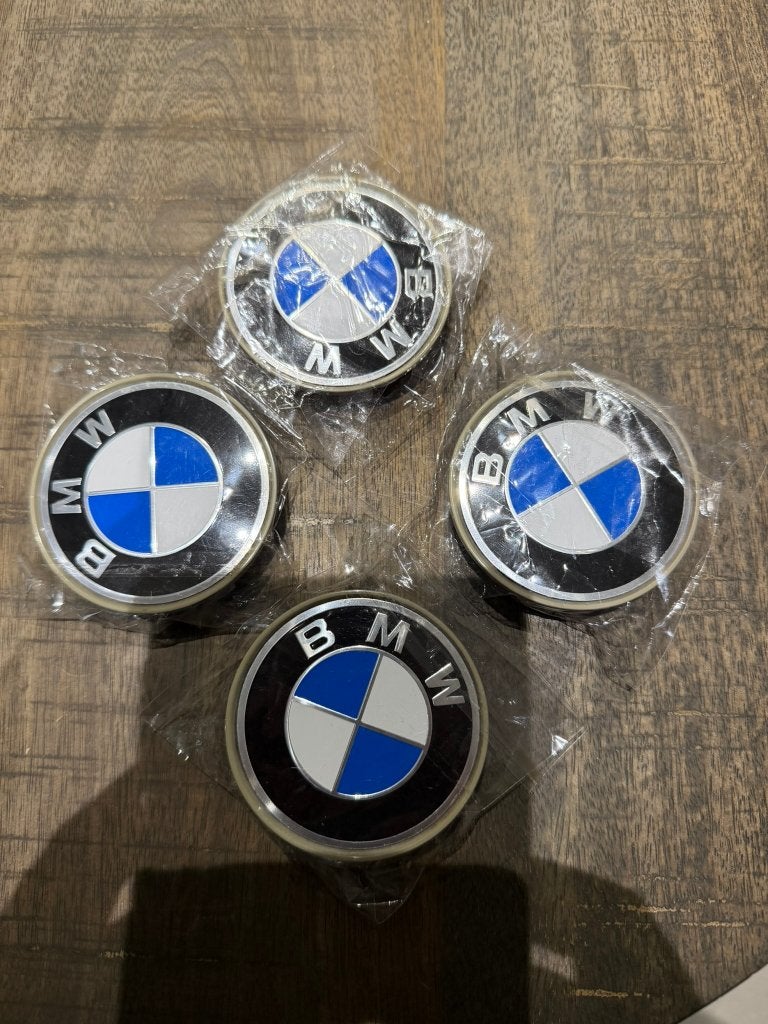 BMW Wieldoppen Blauw-wit 69mm diameter - mooie staat, Ophalen of Verzenden, Gebruikt