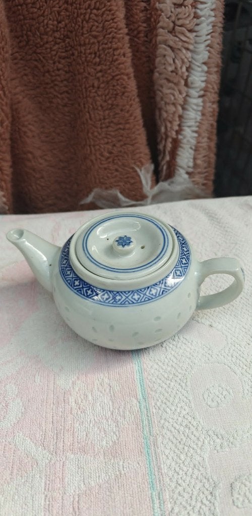 theekan made in china rystpatroon blauw/wit, Ophalen of Verzenden