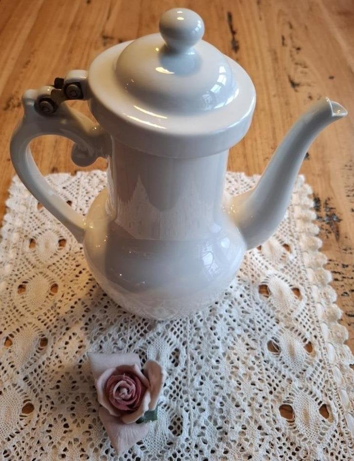 Antieke Franse vuurvaste koffiepot met scharnierbare deksel, Antiek en Kunst, Ophalen of Verzenden