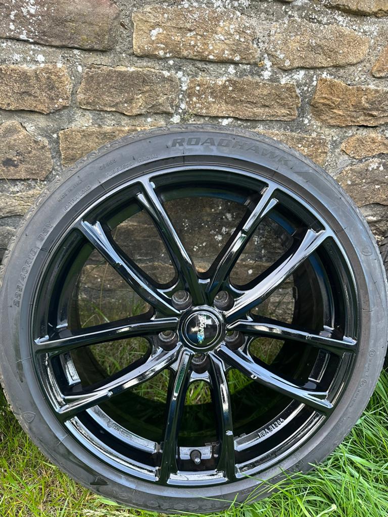 4 banden op aluminium velgen, Ophalen, 18 inch, Gebruikt, Band(en)