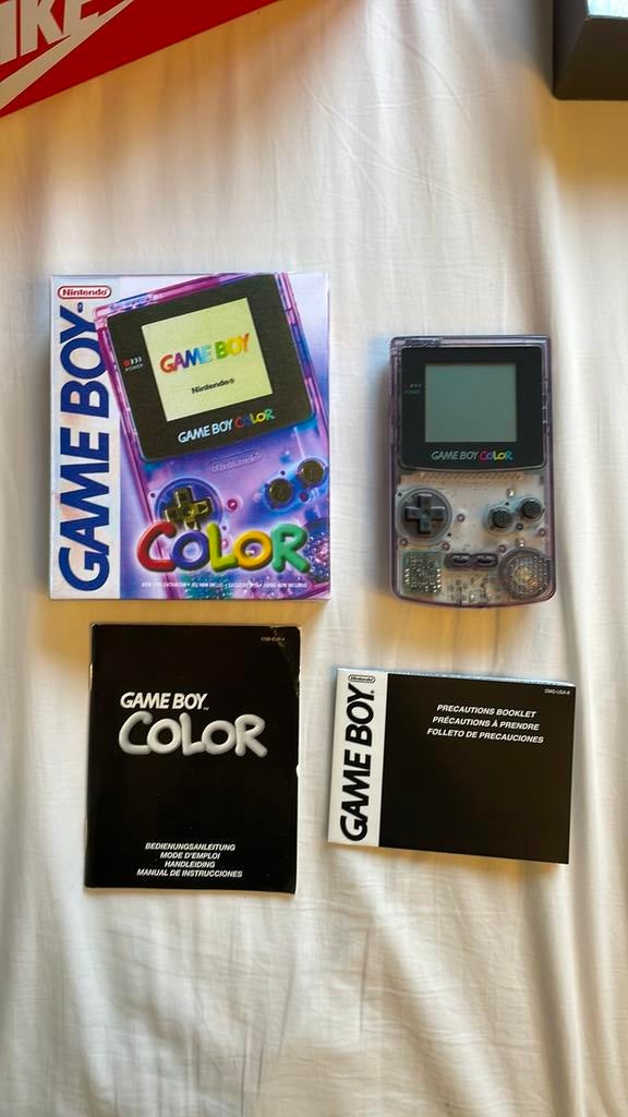Game boy color atomic purple CIB, Ophalen of Verzenden, Zo goed als nieuw, Game Boy Color