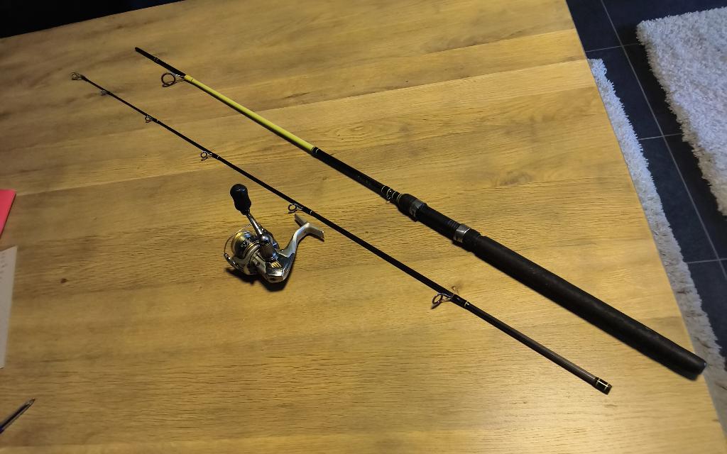 Spinhengel met Shimano Exage molen.20€, Enlèvement, Utilisé, Canne à pêche complète