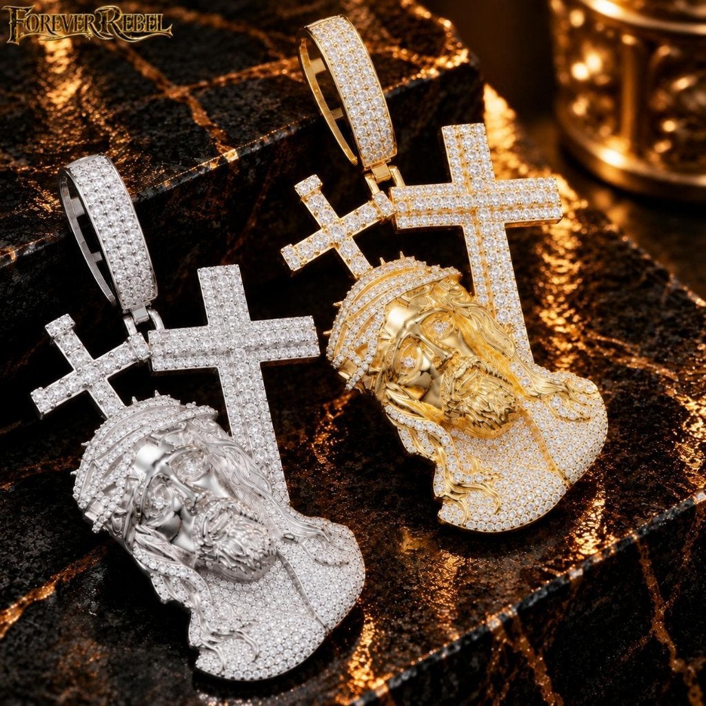 King of Kings - Kruis - 925 Zilver met VVS moissanite, Nieuw, Ophalen of Verzenden, Zilver, Zilver
