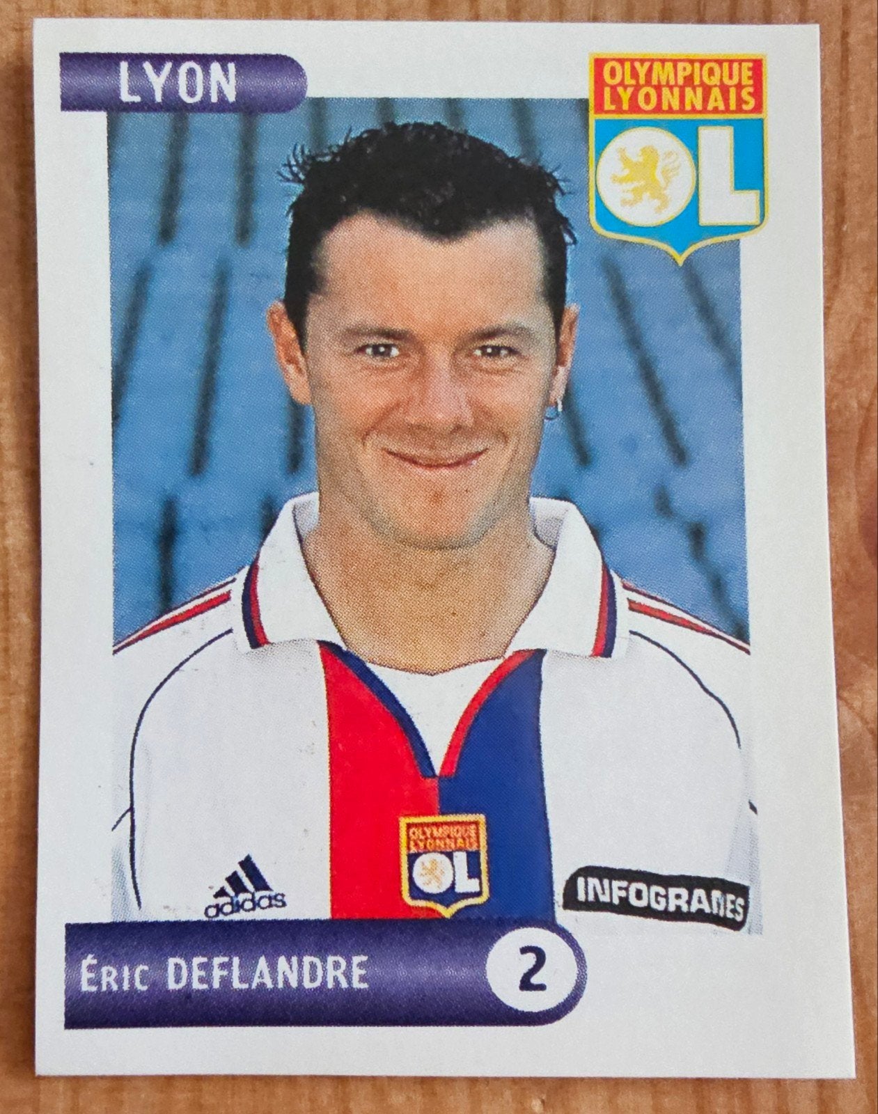 Panini Foot 2001 FR #121 Eric Deflandre OL Ongebruikt!, Ophalen of Verzenden, Zo goed als nieuw, Sticker