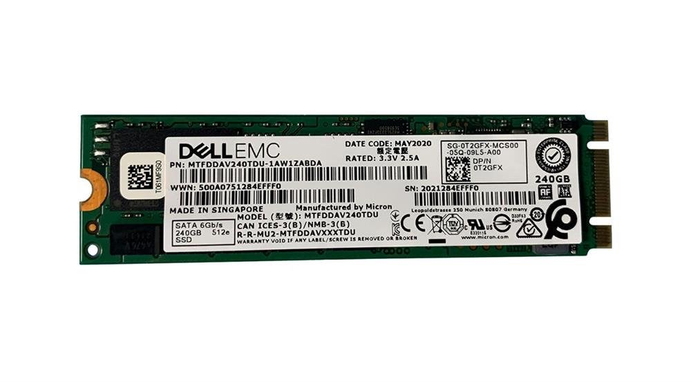 Dell 240GB 6Gbps M.2 SATA SSD 2280 T2GFX MTFDDAV240TDU