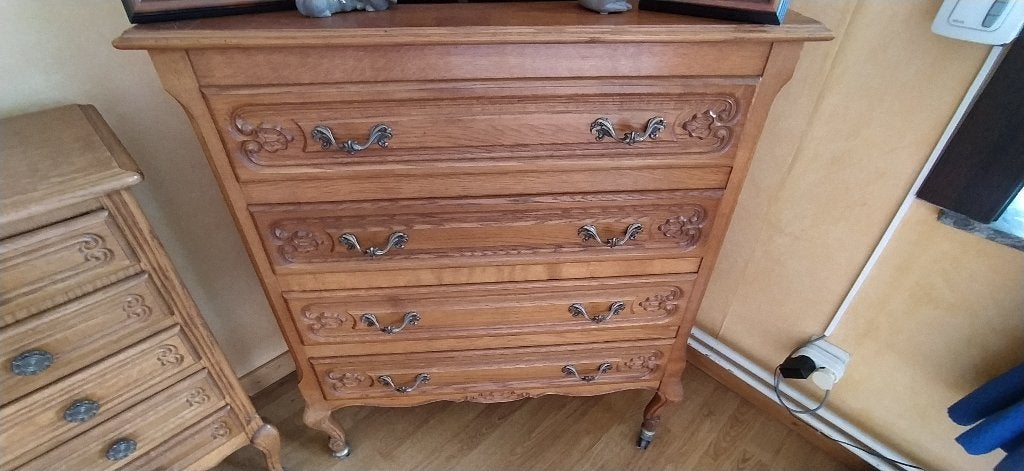 Commode à tiroirs en chêne, Ophalen, Ancien, Eikenhout, 50 tot 100 cm