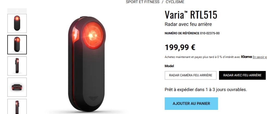 Garmin Varia 515 NEUF, Fietsen en Brommers, Ophalen, Overig, Achterlicht, Nieuw