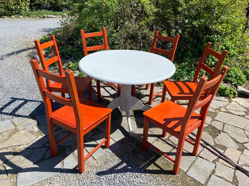 Belle table avec 6 chaises ikea, Enlèvement, Comme neuf, Cinq personnes ou plus, Autres essences de bois