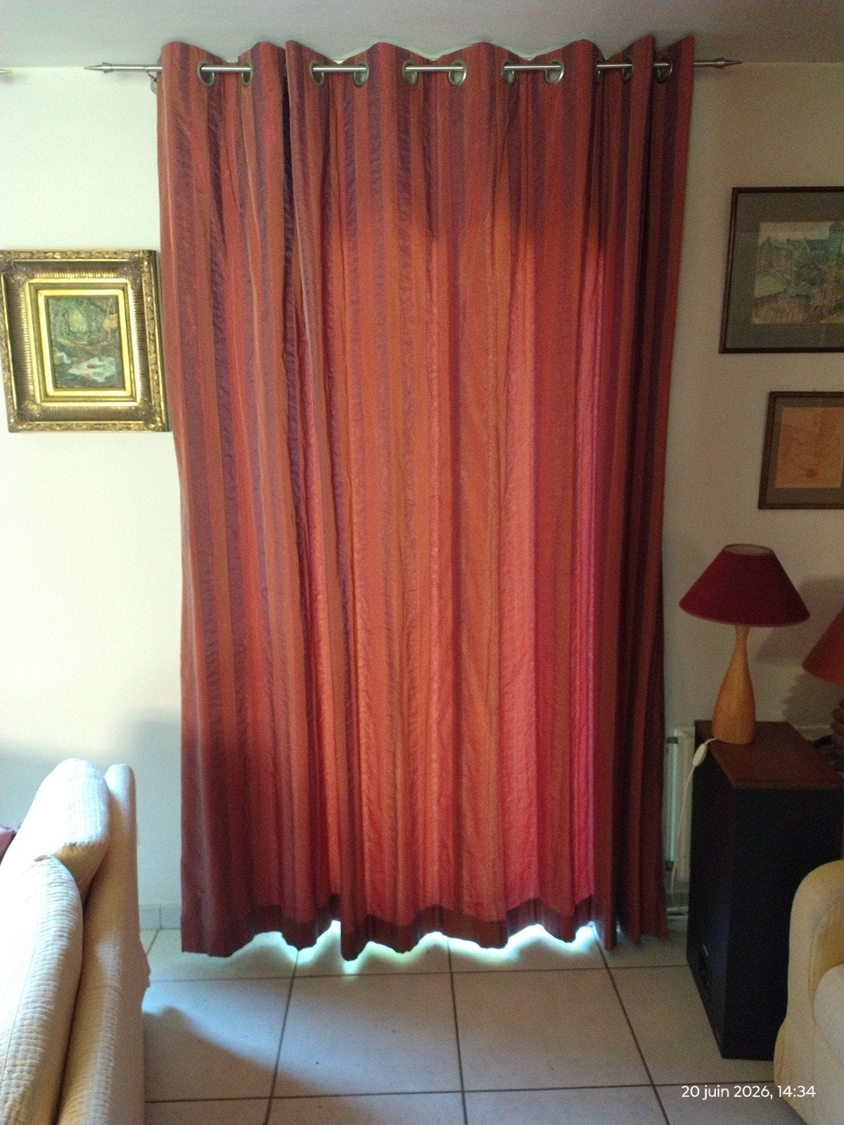 Tentures en tissus (2) + tringlerie, Enlèvement, 150 à 200 cm, 200 cm ou plus