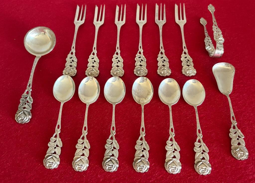 Servies van sterling zilver 15 stuks 1960, Ophalen of Verzenden, Zilver