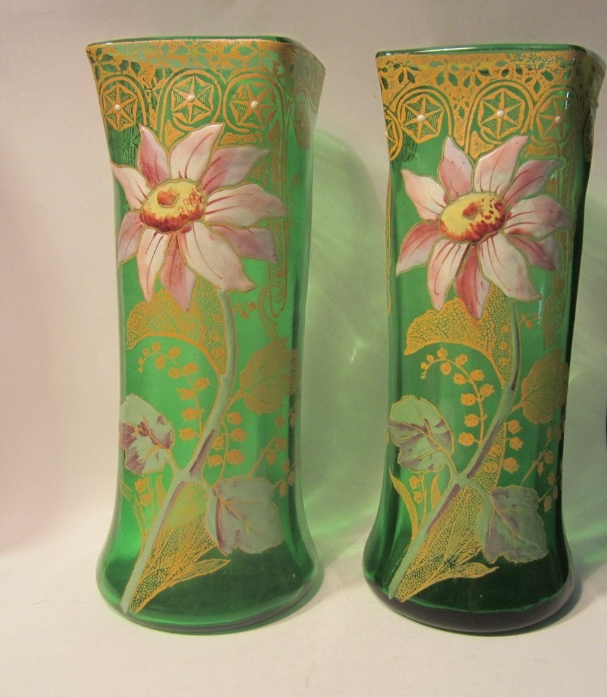2 vases anciens Legras Montjoye, émail, vers 1910 H 28 cm, Enlèvement ou Envoi