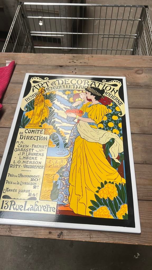 Assiette en émail Art nouveau - Jugendstil, Collections, Marques & Objets publicitaires, Enlèvement ou Envoi