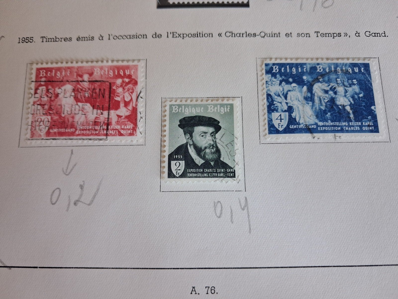 1955 timbres belges COB 964 965 966, Enlèvement ou Envoi