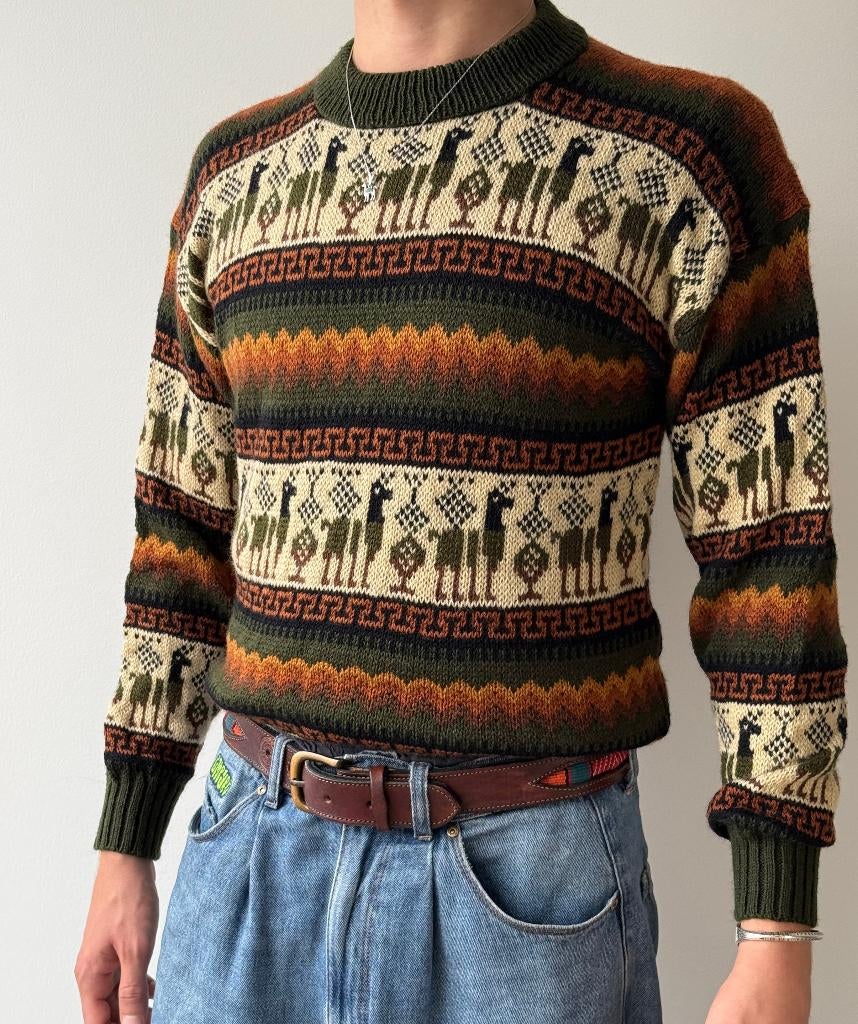 Alpaca Trui Bruin met Handgebreide Alpaca uit Peru (S;M;L), Brun, Envoi, Taille 42/44 (L), Neuf