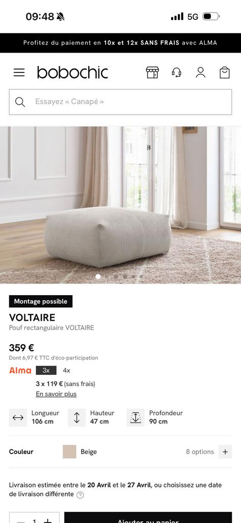 Pouf, Ophalen, Zo goed als nieuw