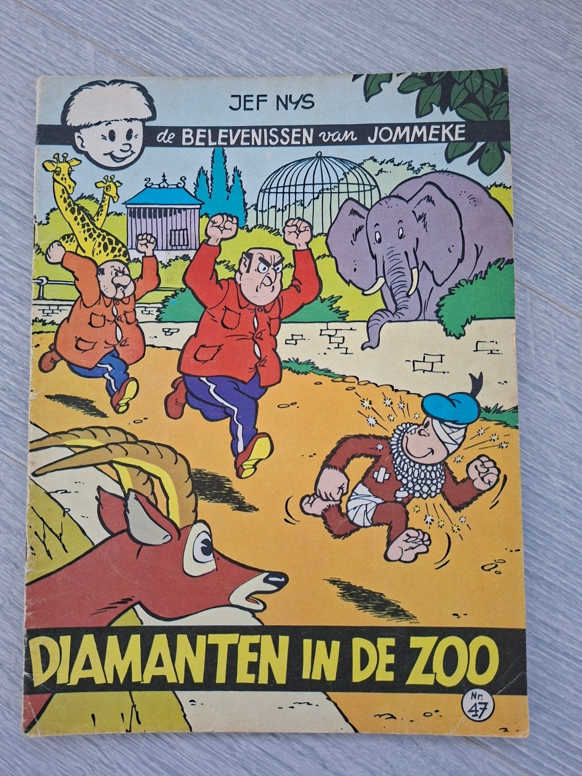 Jommeke Diamanten in de zoo 1971 zwart wit eerste druk, Boeken, Eén stripboek, Ophalen of Verzenden, Gelezen, Jef Nys