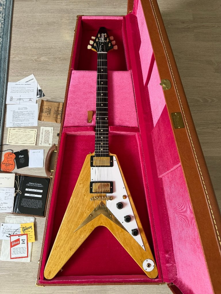 Gibson Flying V Korina '58 Reissue 2024 - Birdseye (échange), Musique & Instruments, Instruments à corde | Guitares | Électriques