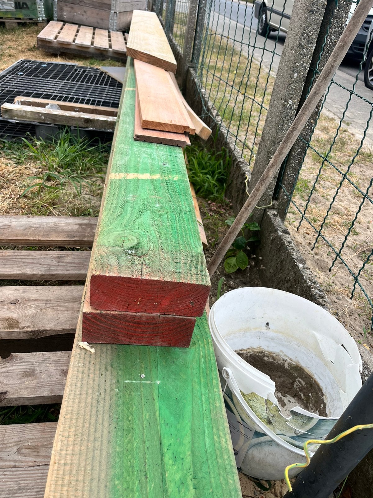 3 spanten en 2 nieuwe balken, Doe-het-zelf en Bouw, Hout en Planken, Ophalen, Nieuw, Balk