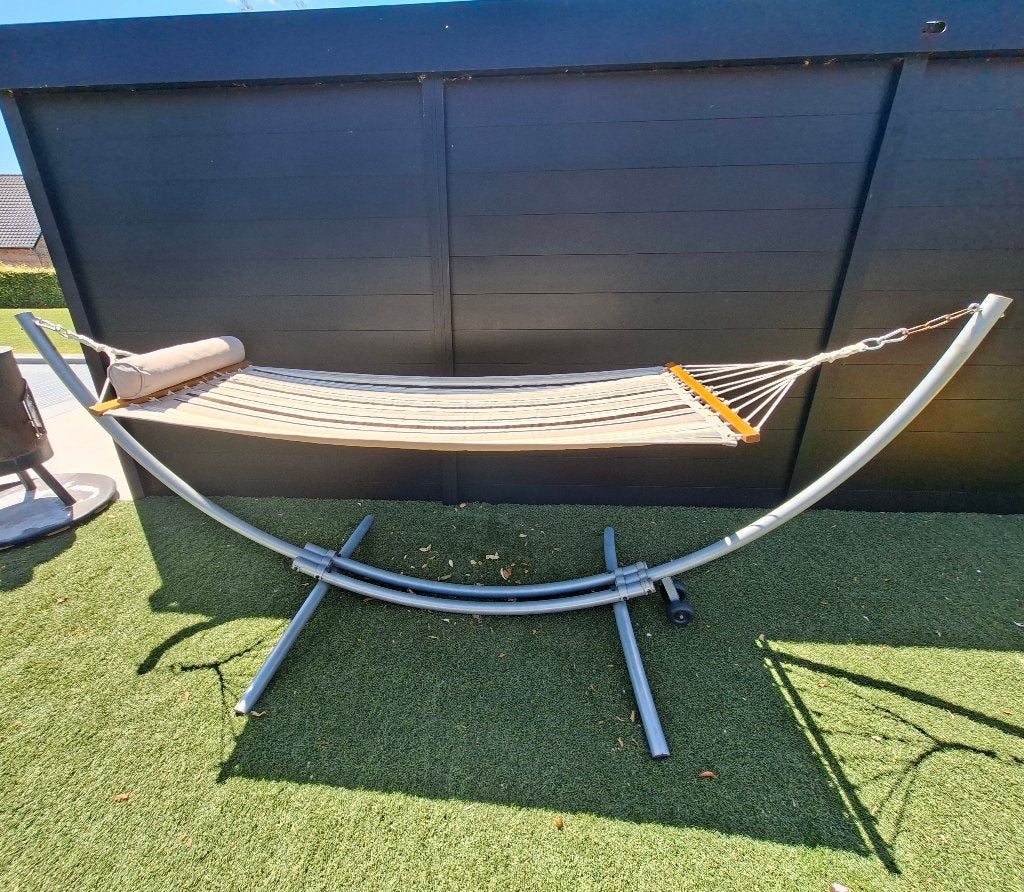 Hamac avec support en métal, Jardin & Terrasse, Hamacs, Utilisé, Multi-personne, Avec support, Intérieur, Extérieur, Enlèvement