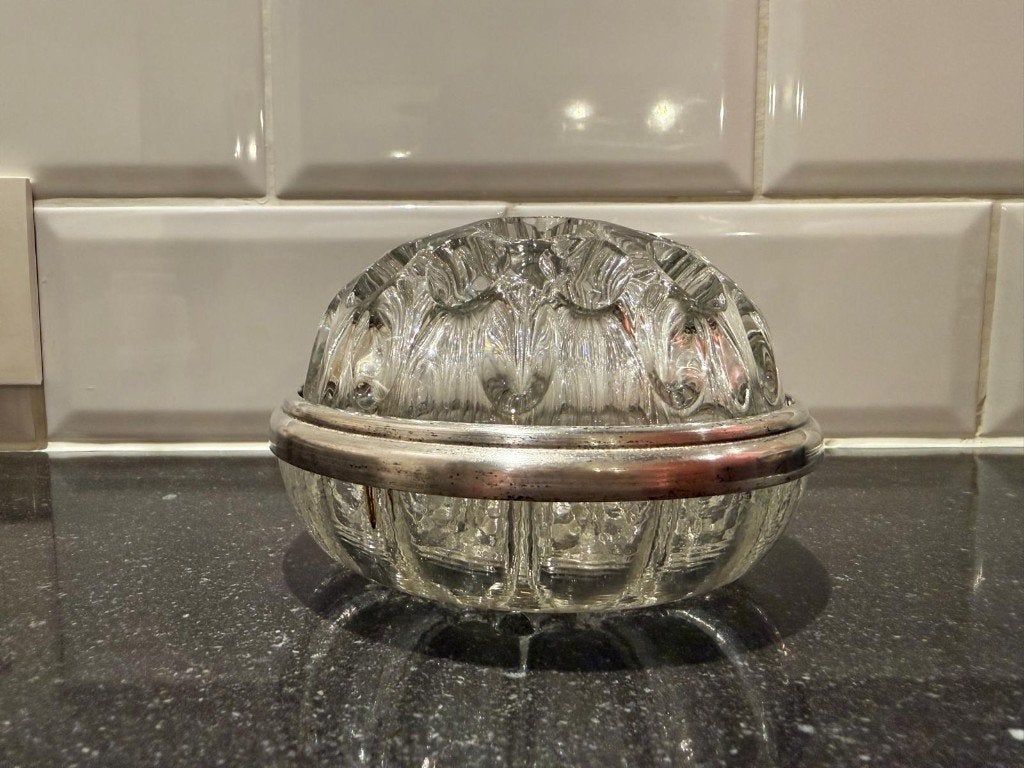 Prachtige Antieke Pique Fleurs / Bloemsteker - Glas & Zilver, Enlèvement