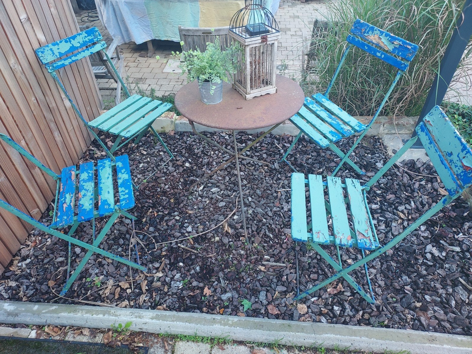 oude vintage klapstoelen set met tafel, Huis en Inrichting, Ophalen, Gebruikt