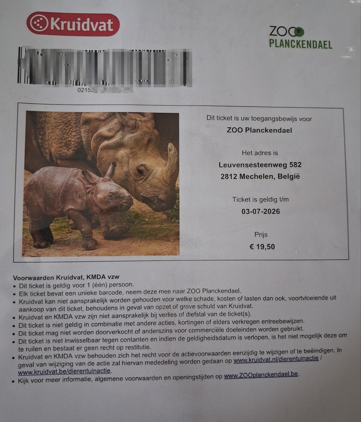 6 billets pour le zoo de Plankendael, Tickets & Billets