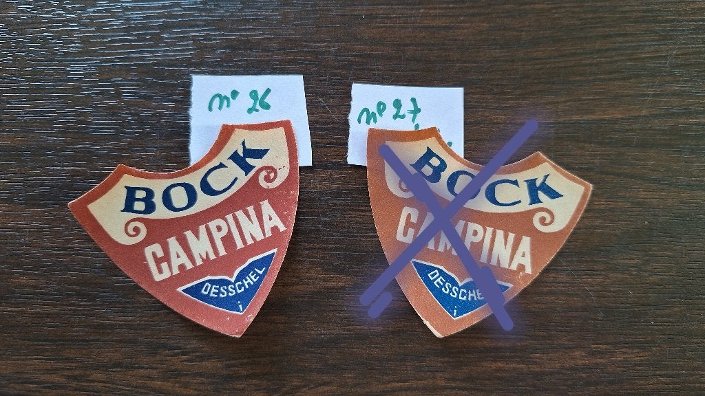etiket Bock Campina Desschel bruin (nr26), Ophalen, Zo goed als nieuw, Overige typen, Overige merken