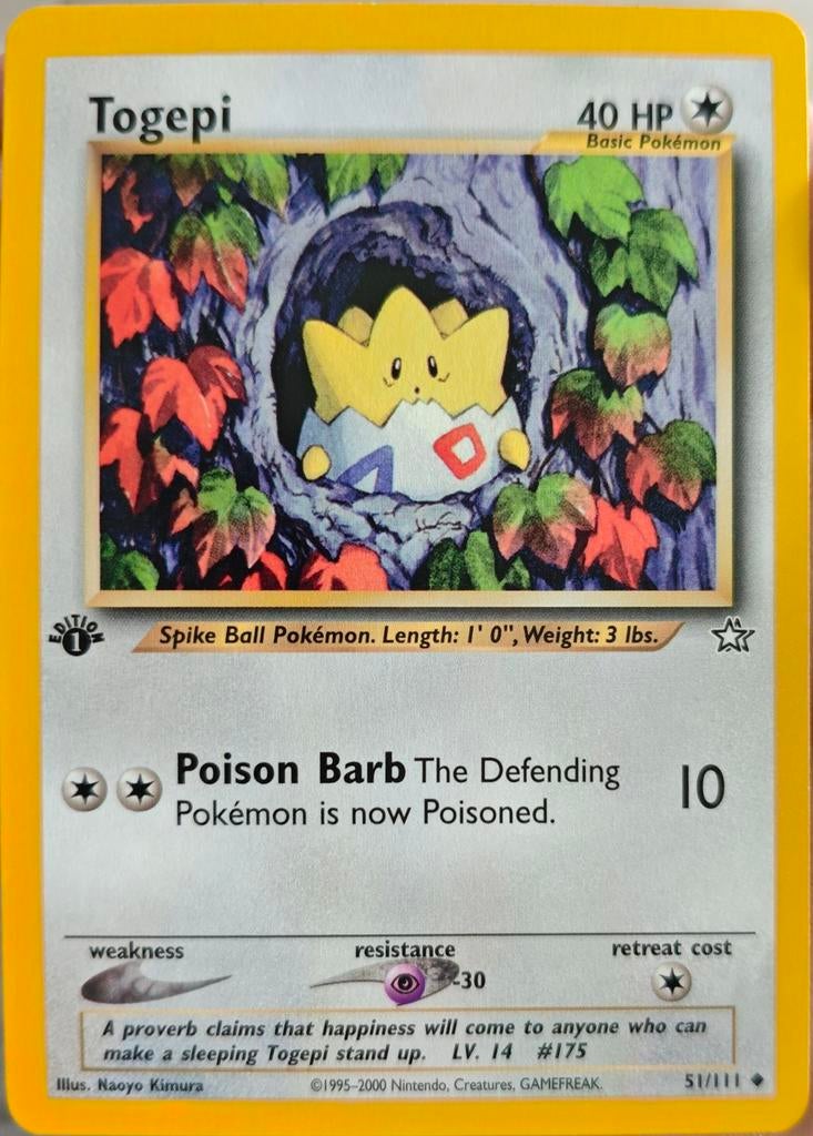 Pokémon Togepi 1ère édition 51/111, Hobby & Loisirs créatifs, Enlèvement, Cartes en vrac