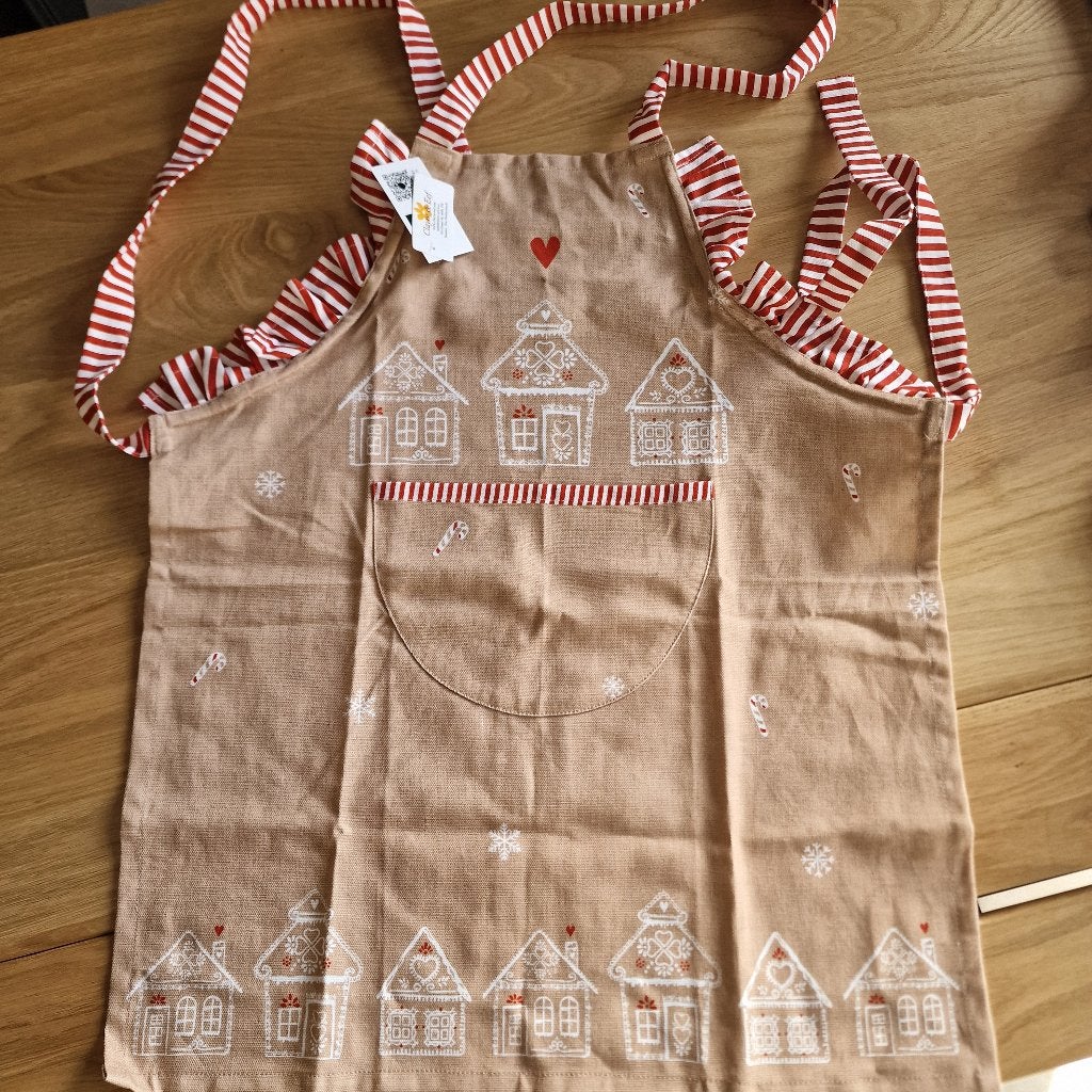 Schattige keukenschort Clayre & Eef S, Huis en Inrichting, Schort, Beige, Nieuw, Ophalen of Verzenden