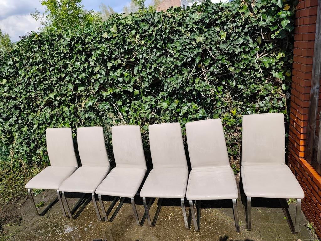 Gratis 6x eetkamer stoelen leer, Ophalen, Leer