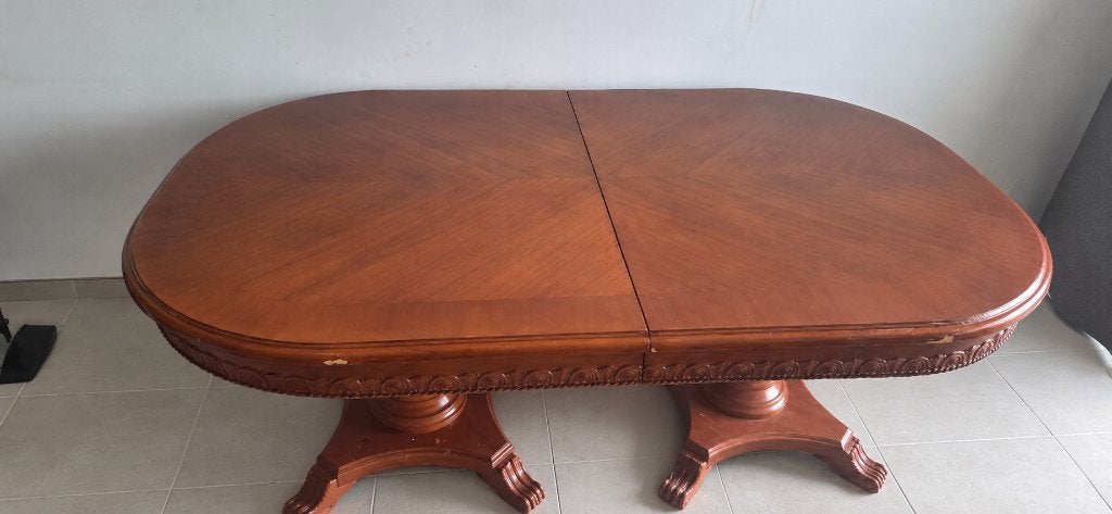 Klassieke uitschuifbare eettafel, Huis en Inrichting, Ophalen, Overige materialen, Gebruikt, Vijf personen of meer