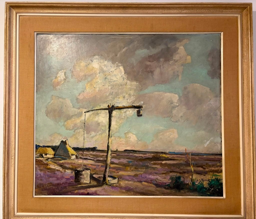 Théophile de Bock (1851-1904) – Hollands Landschap, Ophalen, Doek, Oud hollands, Gesigneerd