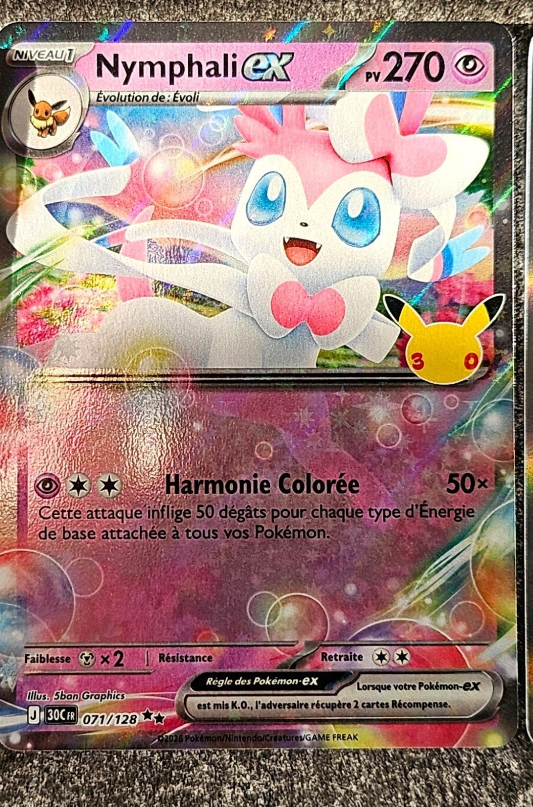 A vendre carte Pokémon 30th Nymphali 071/128 superbe état!, Enlèvement ou Envoi