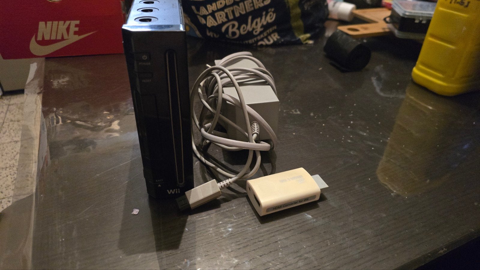Nintendo Wii Noire (Modèle GameCube RVL-001) + Adaptateur HD, Enlèvement ou Envoi, Utilisé