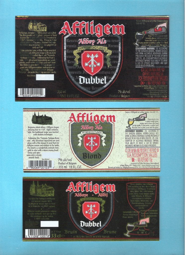 Bieretiketten 3 x Affligem - 006, Ophalen of Verzenden