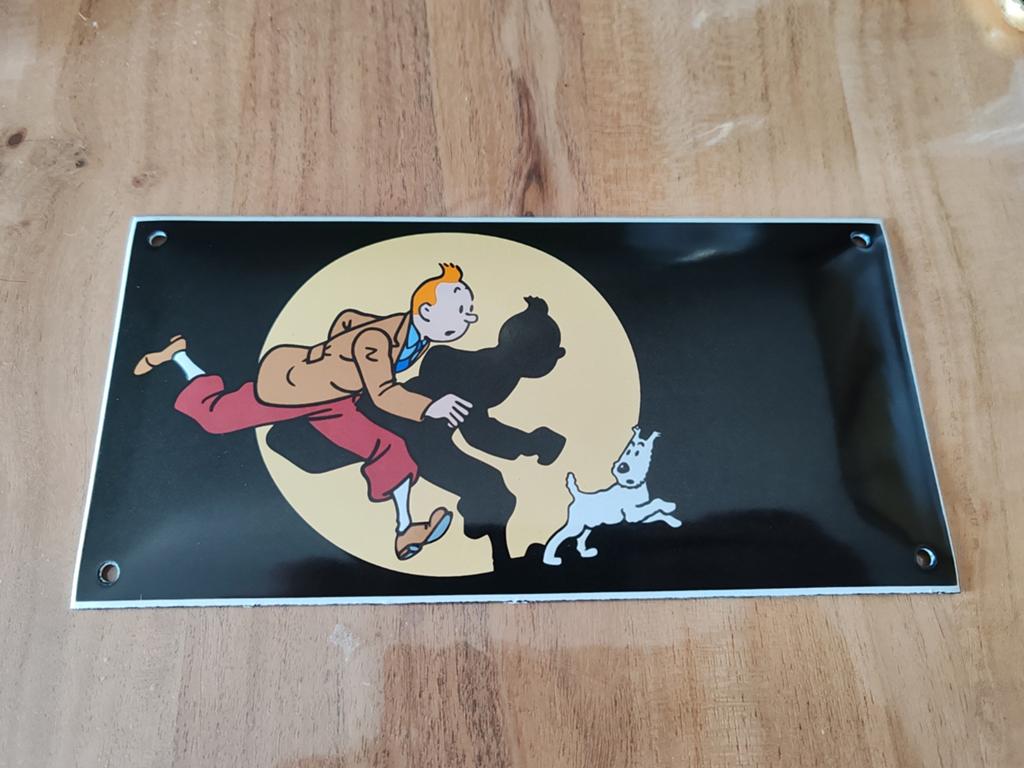 Plaque émaillée Tintin, Collections, Enlèvement ou Envoi, Comme neuf, Panneau publicitaire