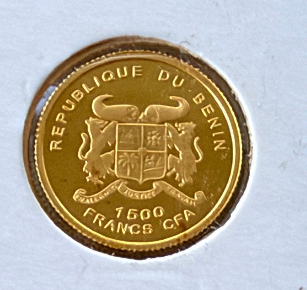 1500 Francs CFA Republique du Benin 2005 (Gold), Ophalen of Verzenden, Overige landen, Losse munt, Goud