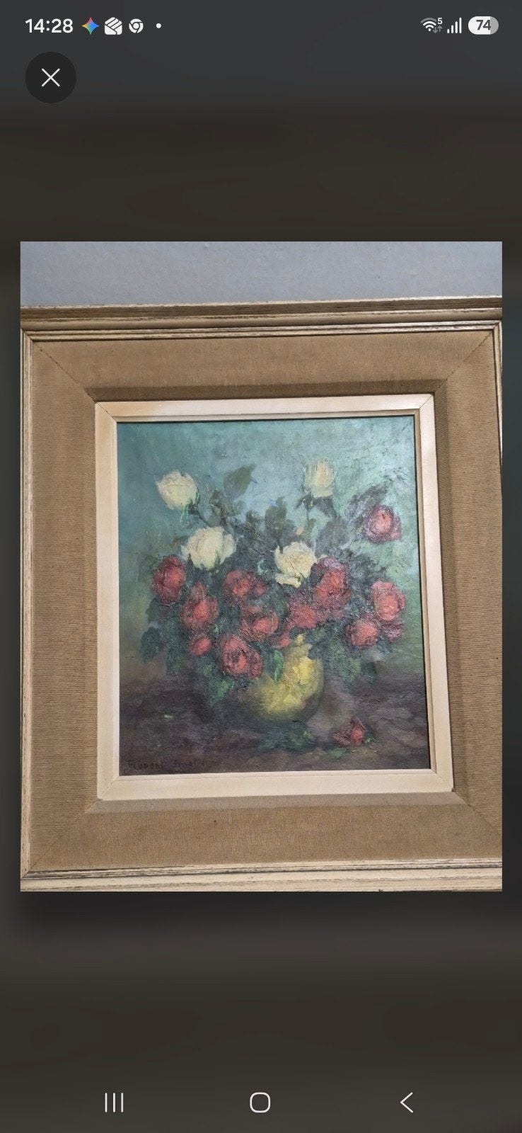 Sfeervol Olieverfschilderij Bloemstilleven Rozen – Gesigneer, Ophalen, Impressionistisch, Gesigneerd, Doek