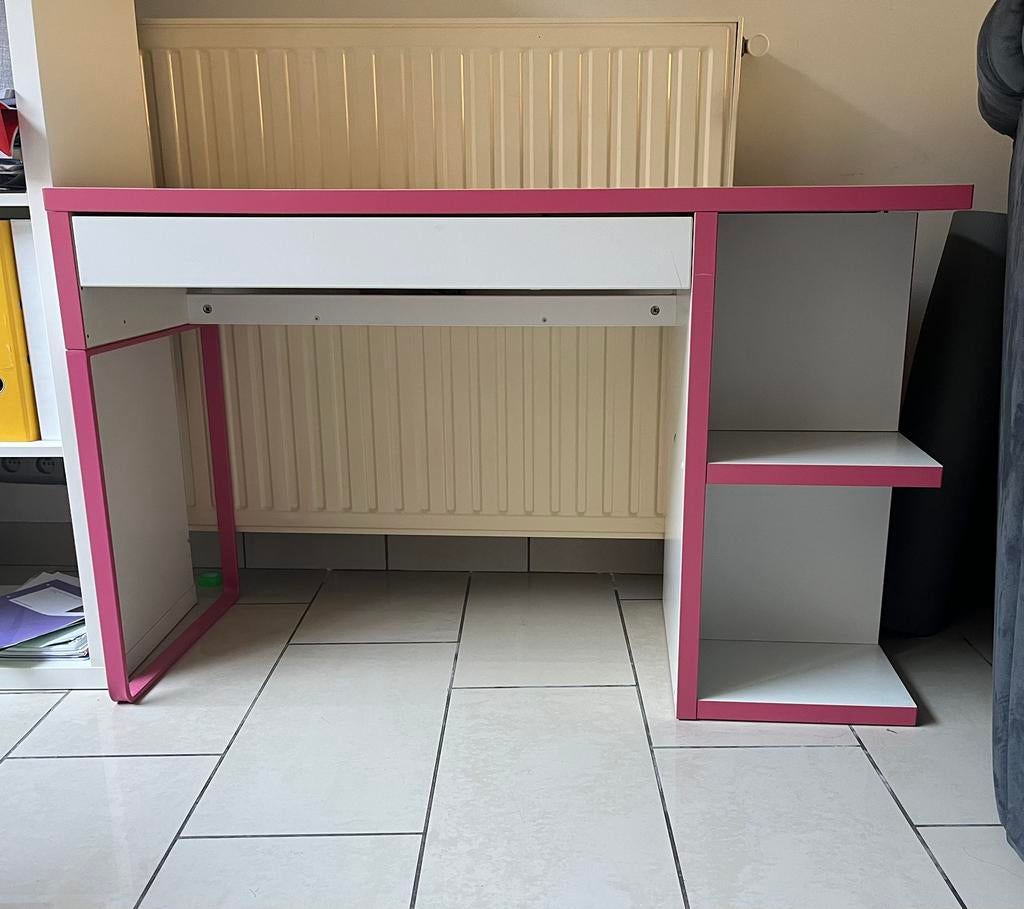 Roze witte bureautafel, Huis en Inrichting, Bureaus, Opbergruimte, Gebruikt, Roze, Schoolbureau