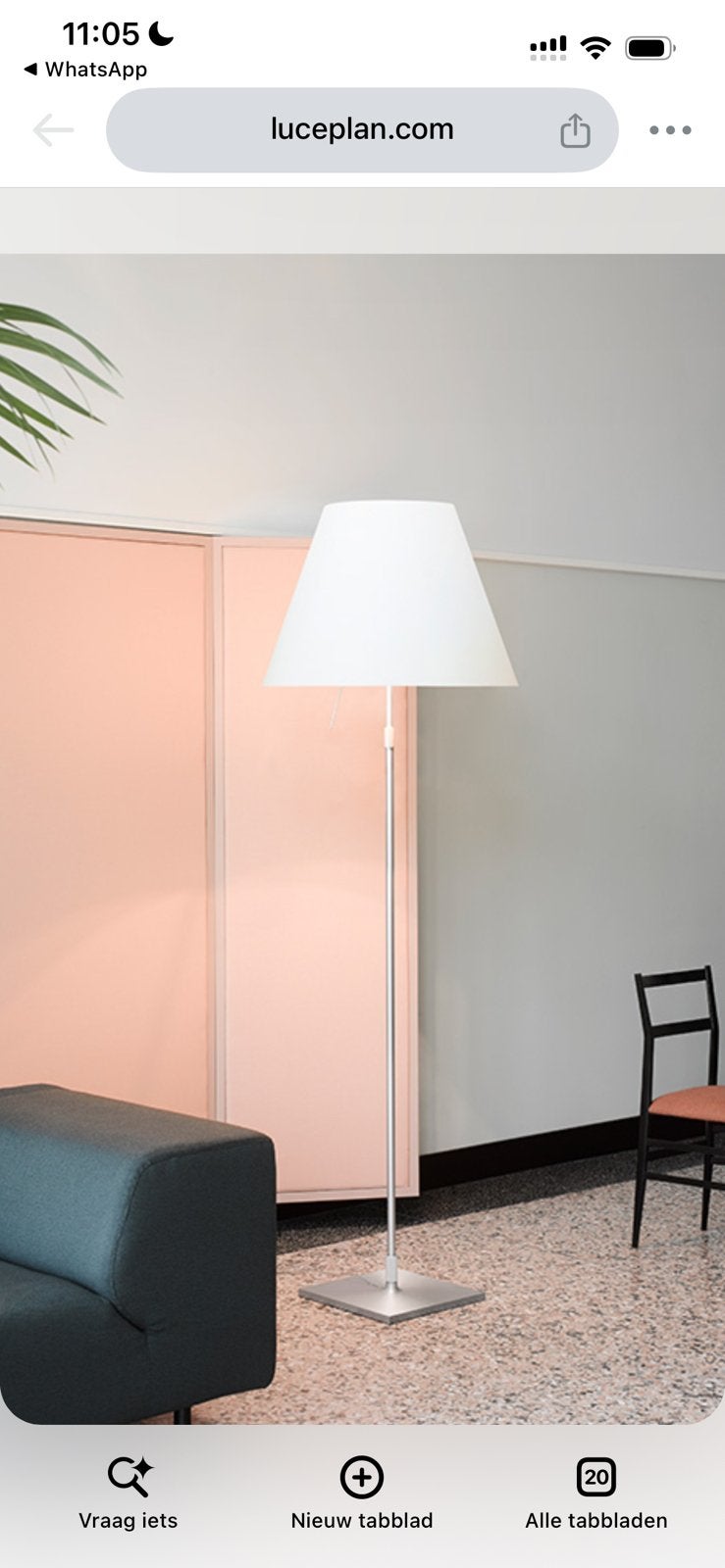 Luceplan Grande Costanza Design Vloerlamp by Paolo Rizzatto, Huis en Inrichting, Ophalen, Zo goed als nieuw