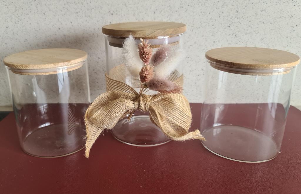 3 pots de conservation en verre, Maison & Meubles, Enlèvement ou Envoi, Comme neuf, Verre, Récipient(s)