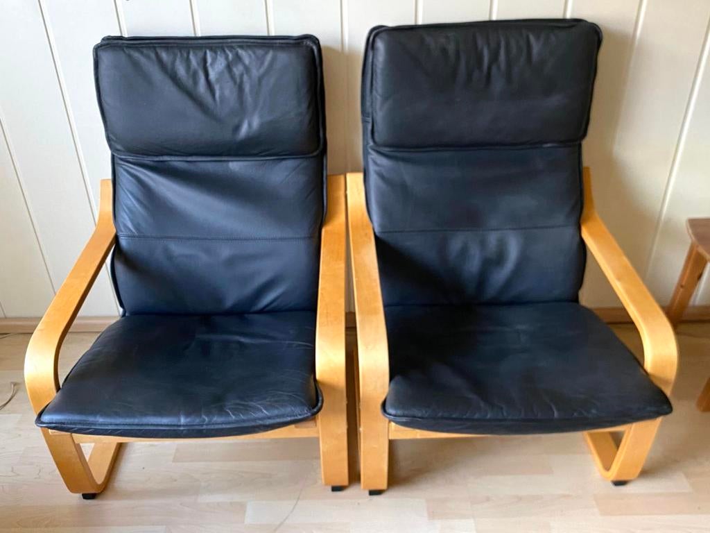 Twee IKEA relaxstoelen met lederen zitting, Huis en Inrichting, Ophalen, Zo goed als nieuw, Leer
