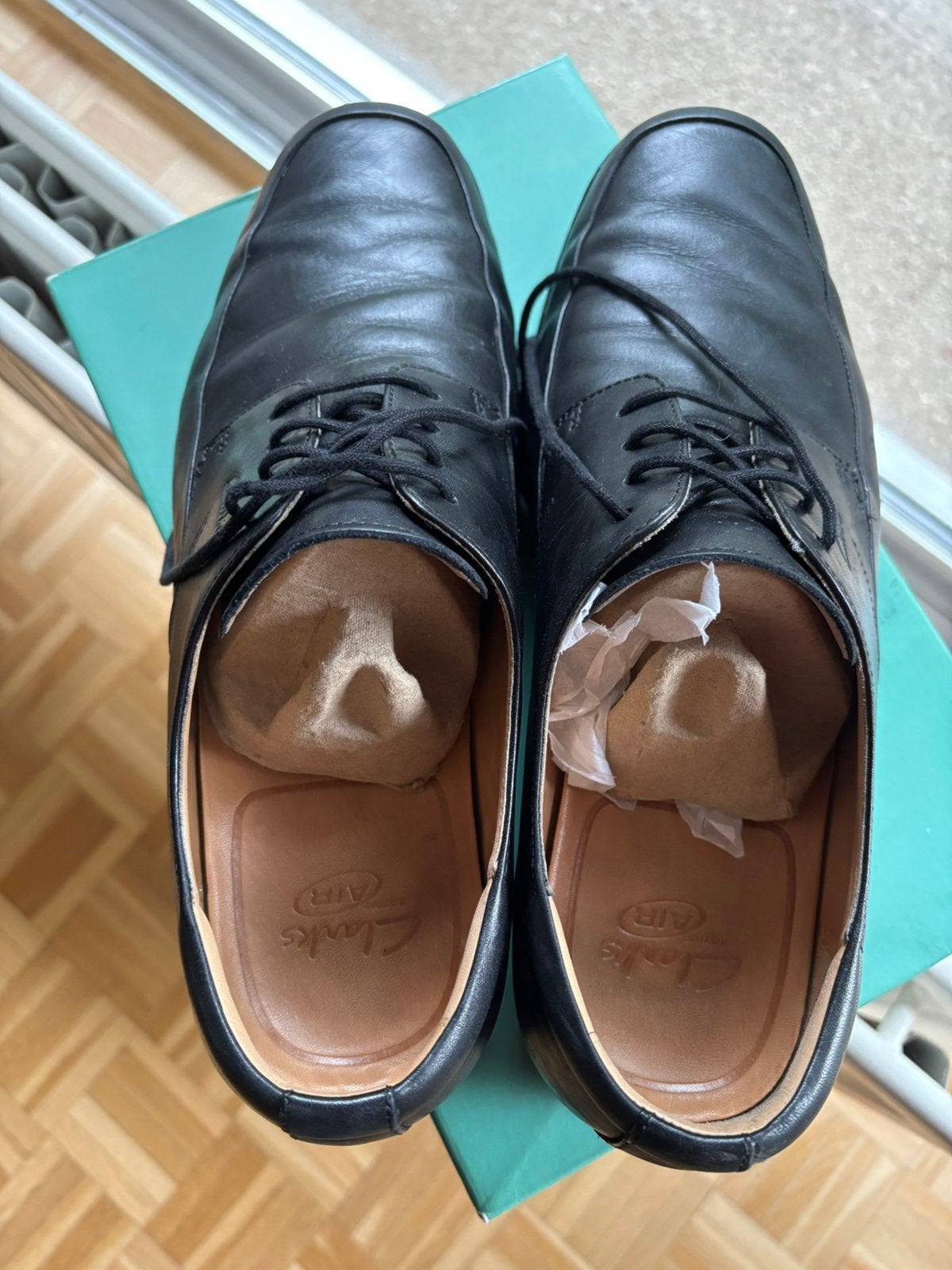 Zwart leder heren schoenen, Clarks Air, 46, goede staat, Kleding | Heren, Ophalen, Zo goed als nieuw, Zwart