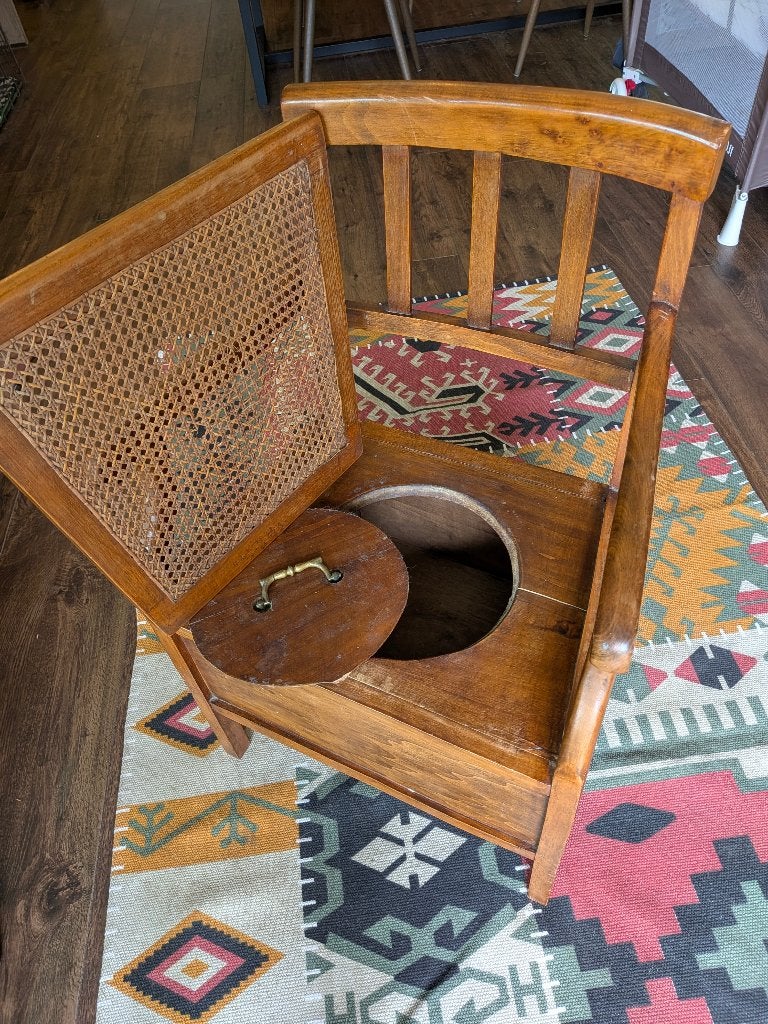 Vintage houten toiletstoel / commode stoel – decoratief, Ophalen