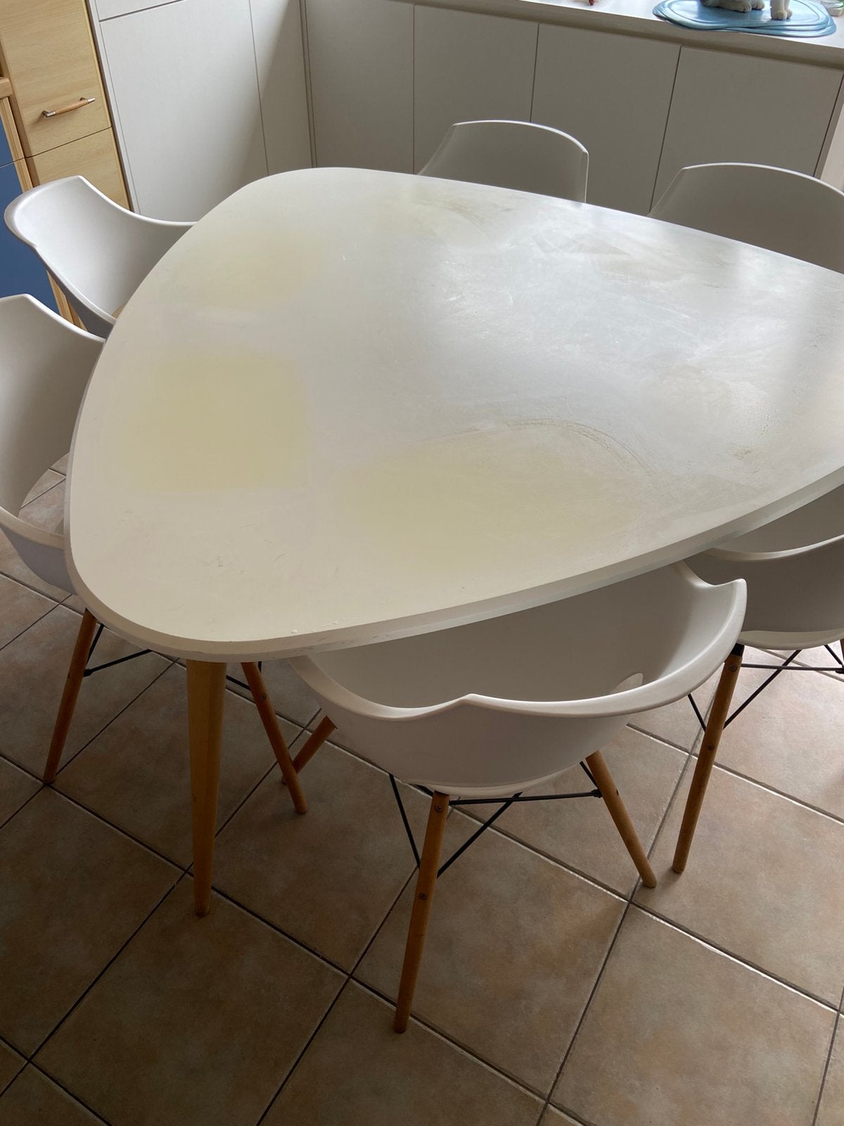 Grande table avec 6 chaises à vendre, 150 à 200 cm, Cinq personnes ou plus, 150 à 200 cm, Enlèvement