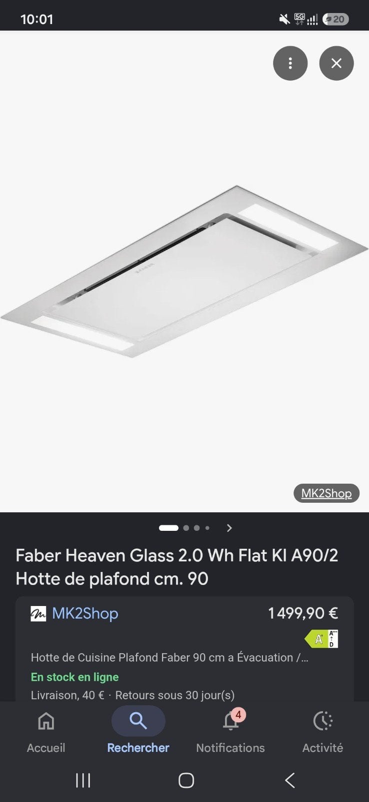 FABER S.p.A. Heaven Glass 2.0 WH A90, Enlèvement
